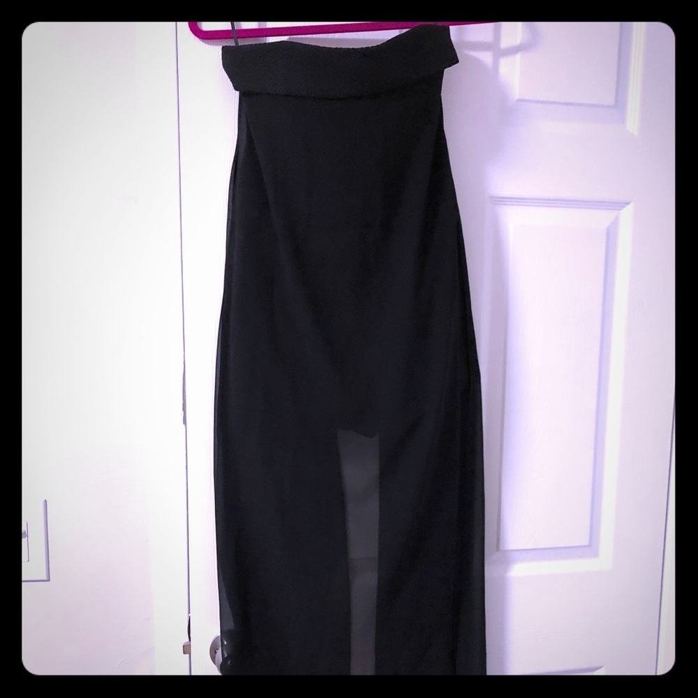 BLACK SHORTS ROMPER W/ SHEER FRONT & BACK OVERLAY